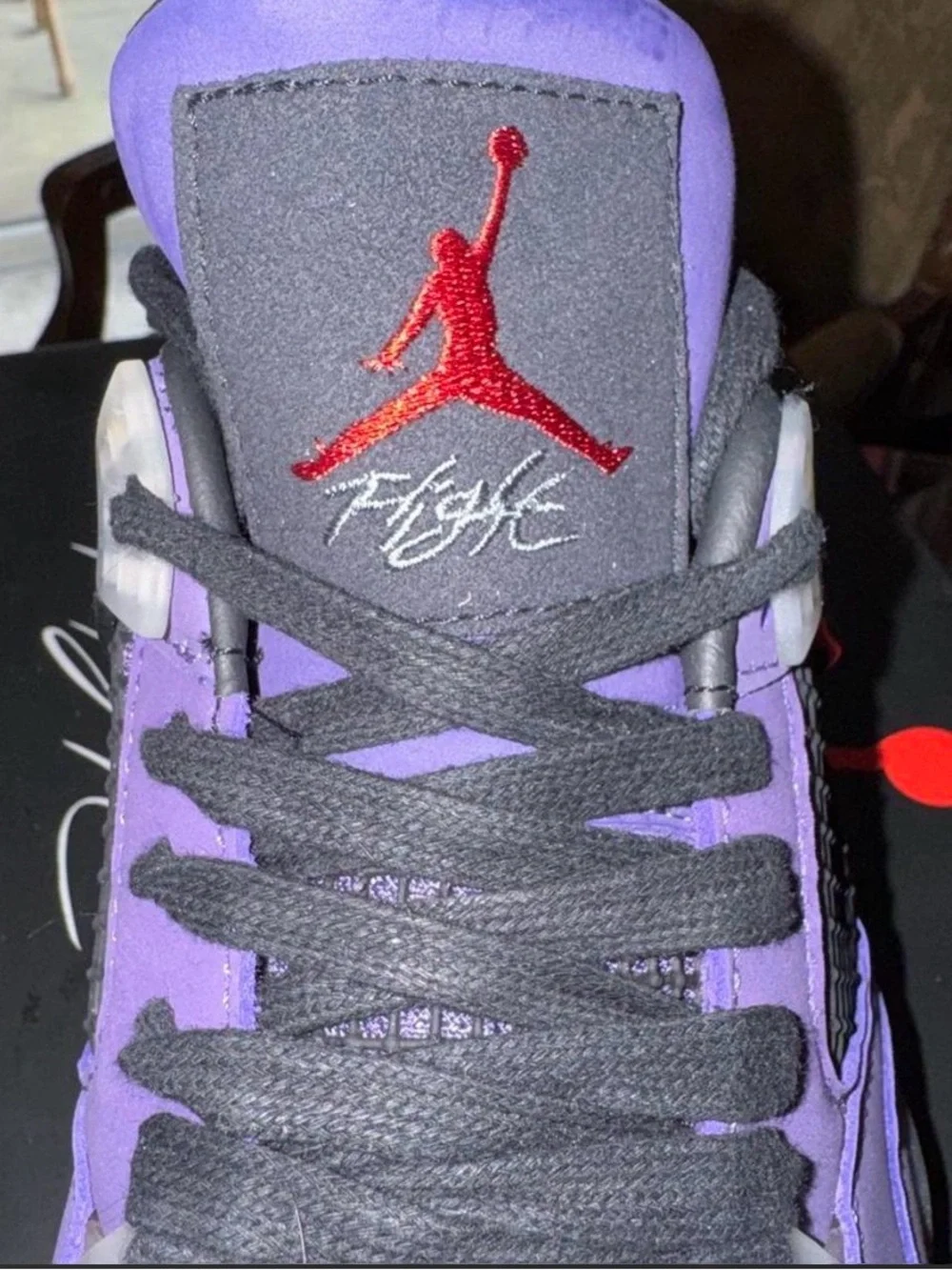 Jordan 4 Retro Men's Purple Suede Sneakers with Black Accents